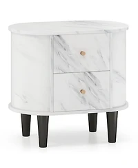 Gouun 2-Drawer Faux Marble Nightstand with Modern Storage Design