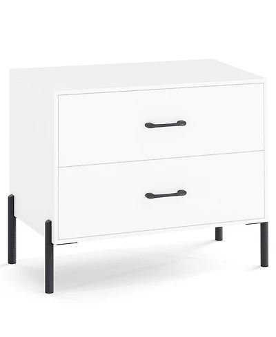 Gouun Modern 2-Drawer Nightstand with Metal Legs and Wide Storage