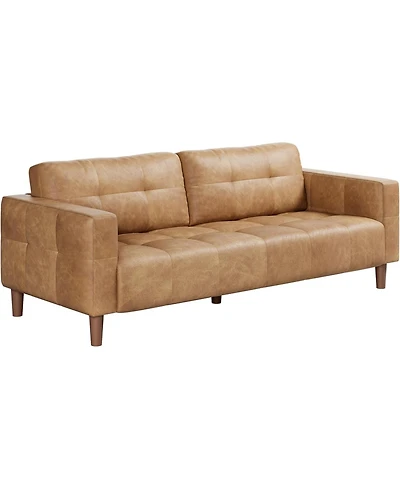 gaomon 83" Faux Leather Sofa, 3-Seater Couch with Deep Seats, Wide Arms and Pillows for Living Room