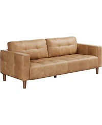 gaomon 83" Faux Leather Sofa, 3-Seater Couch with Deep Seats, Wide Arms and Pillows for Living Room