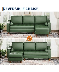 gaomon 88.9" L-Shaped Sofa with Chaise, Mid-Century Modern 3-Seater Couch