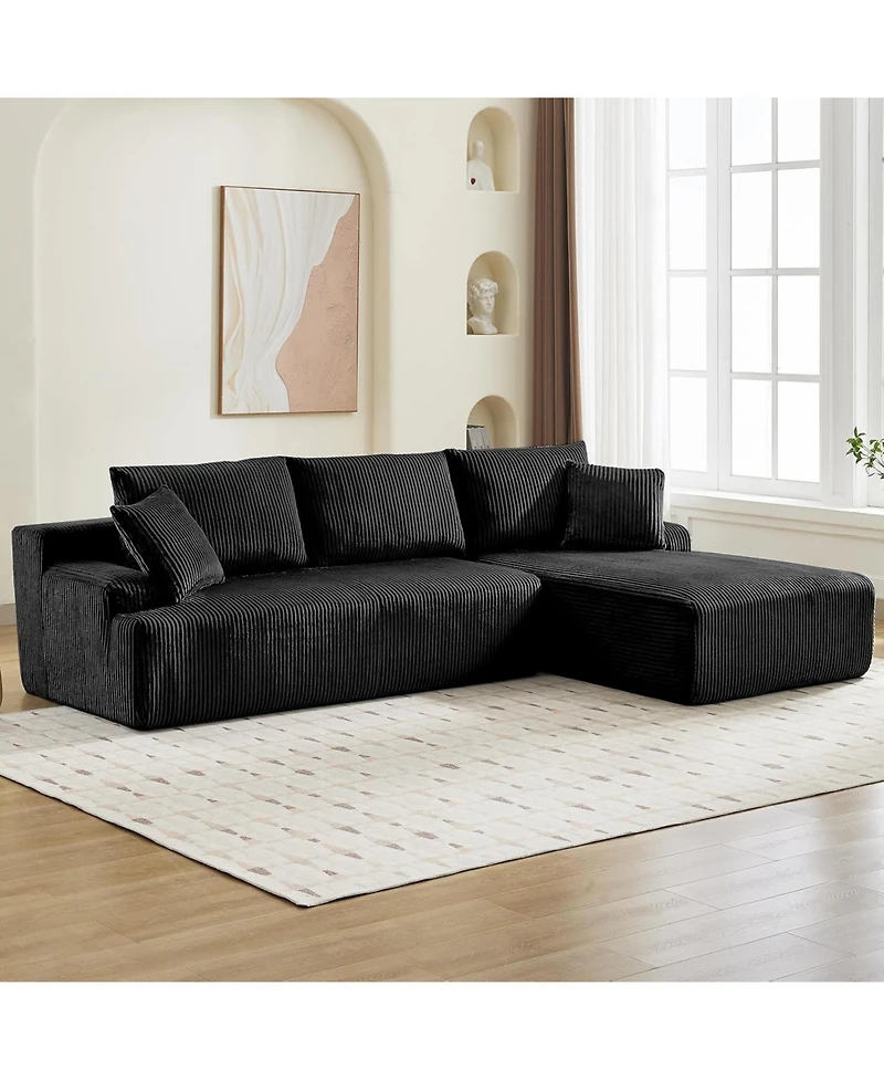 gaomon 106" Modular Sectional Sofa, L-Shaped Corduroy Couch with Chaise, No Assembly