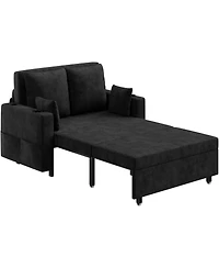 gaomon 56" Sleeper Loveseat Sofa Bed, Pull-Out Couch with Usb Ports, Cup Holders and Side Pockets