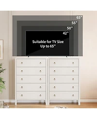 gaomon Modern 5 Drawer Wooden Dresser Storage Chest