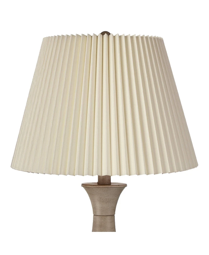 Regency Hill Avery Traditional Table Lamps 25" High Set of 2 Faux Wood with Usb Charging Port Led Touch On Off for Living Room Home Desk