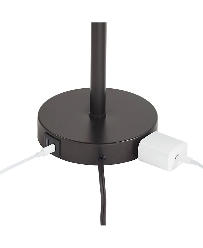 360 Lighting Tull 27" Tall Modern Table Lamps Set of 2 Usb Port Ac Power Outlet Living Room Charging Tan Tiered Shade