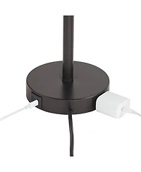 360 Lighting Tull 27" Tall Modern Table Lamps Set of 2 Usb Port Ac Power Outlet Living Room Charging Tan Tiered Shade