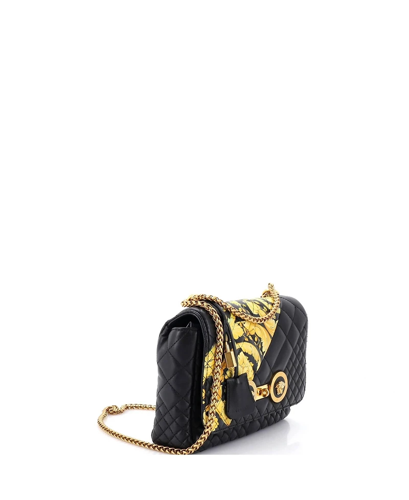 Pre-Owned Versace Medium Medusa Padlock Icon Flap Bag Quilted Leather