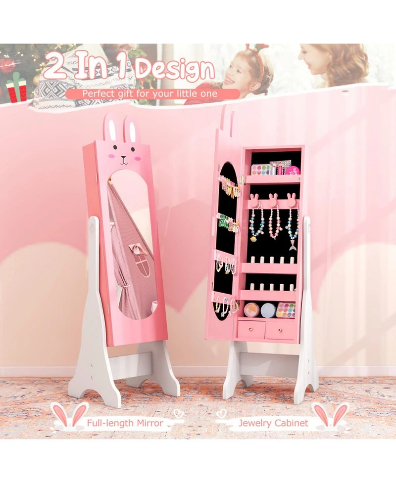 Gouun Princess Vanity Table and Chair Set with Jewelry Armoire and Mirror