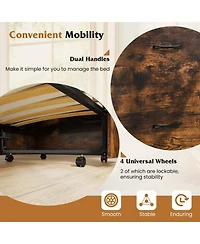 Gouun Cot Size Foldable Murphy Bed Cabinet with Lockable Wheels