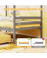 Gouun Kids House Bed Frame with Safety Rails