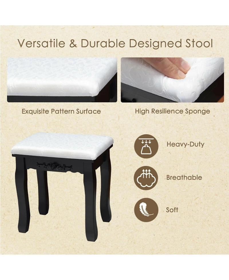 Gouun Oval Mirror Makeup Vanity Set with 10 Led Dimmable Bulbs and 3 Drawers