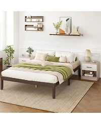 Gouun Compact Bedside Table with Drawer and Open Storage Shelf