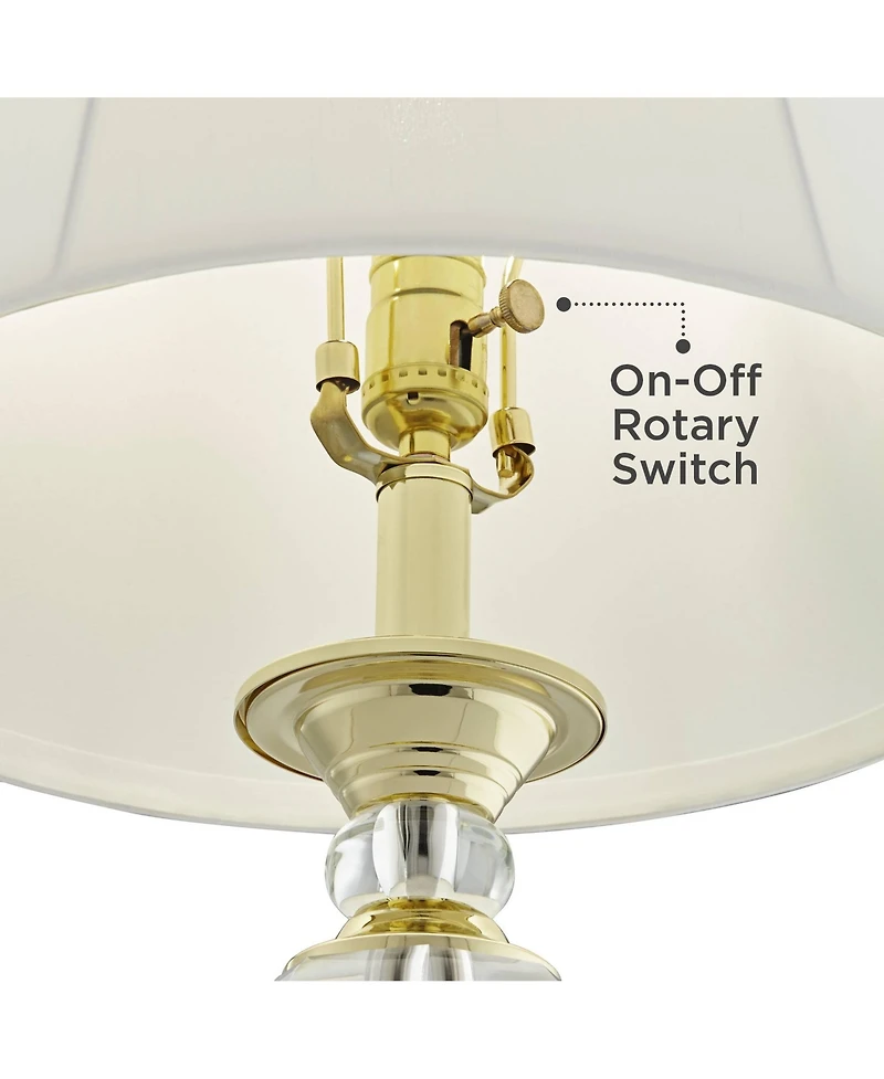 Vienna Full Spectrum Traditional Table Lamps 28.75" Tall Set of 2 Faceted Crystal and Brass Bell Shade for Living Room Family Bedroom