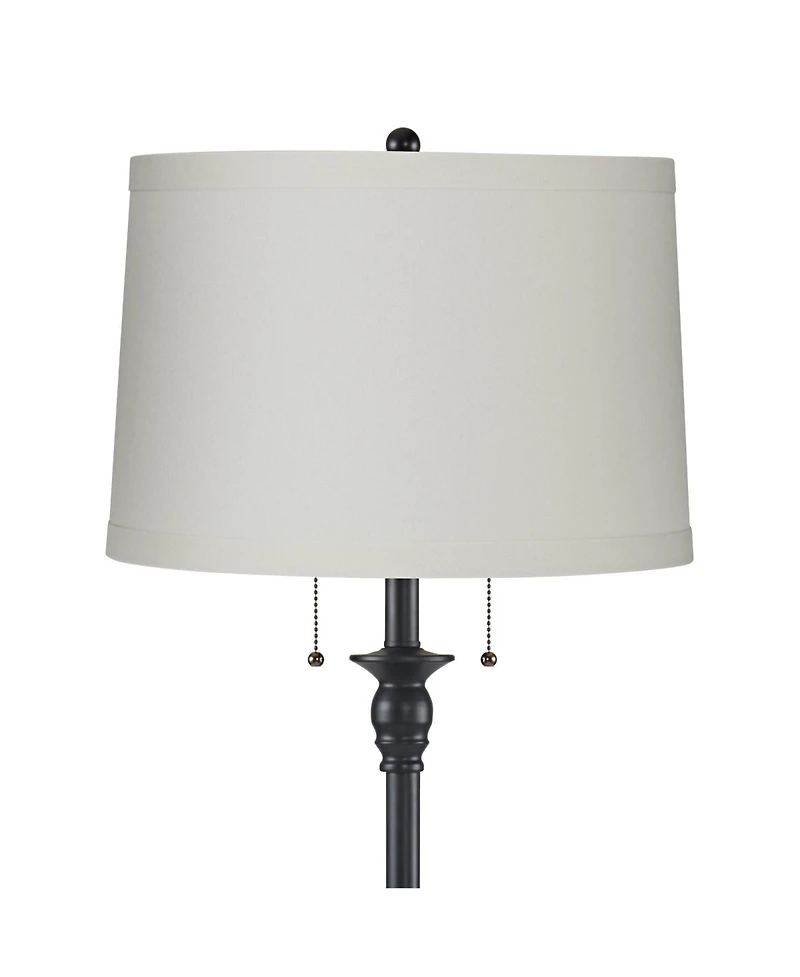 360 Lighting Dyna Traditional 58" Tall 2-Light Standing Floor Lamp Skinny Pole Pull Chain Finish Linen