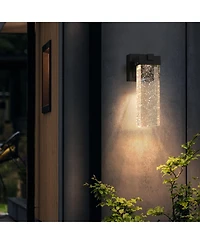 Busdays 2-Pack Outdoor Wall Light Fixture, Weatherproof Led Wall Sconce with Bubble Crystal and Light Sensor