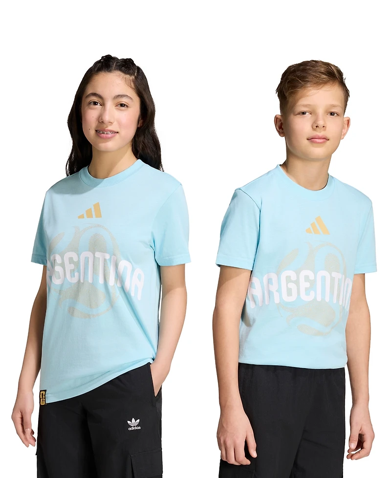 adidas Big Boys' and Girls' Fifa World Cup 2026 Argentina Short-Sleeve T-Shirt