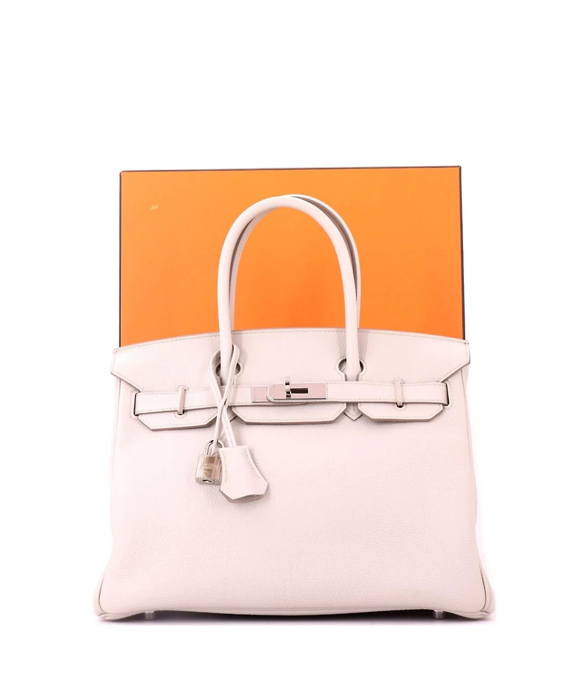 Pre-Owned HERMES Birkin 30 Handbag Light Togo with Palladium Hardware