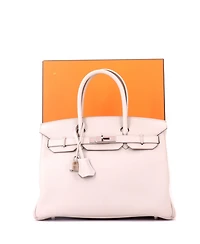 Pre-Owned HERMES Birkin 30 Handbag Light Togo with Palladium Hardware