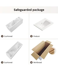 Busdays 24 inch Bathroom Vessel Sink, Ceramic Bathroom Vanity Sink Top with Overflow, No Drain Convenient for Storing Personal Items