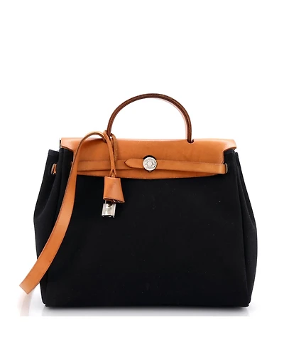 Pre-Owned HERMES Pm Herbag Toile and Leather