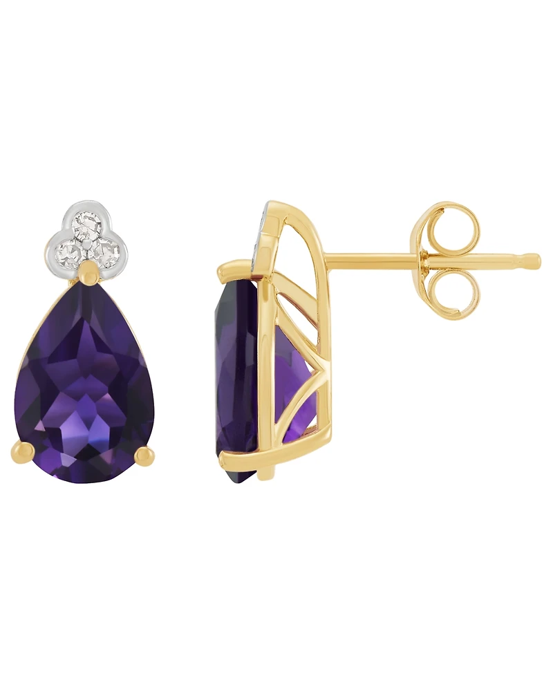 Macy's Amethyst (2-1/5 ct. t.w.) & Diamond Accent Stud Earrings 14k Yellow Gold (Also Available Multi-Stones)