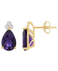 Macy's Amethyst (2-1/5 ct. t.w.) & Diamond Accent Stud Earrings 14k Yellow Gold (Also Available Multi-Stones)