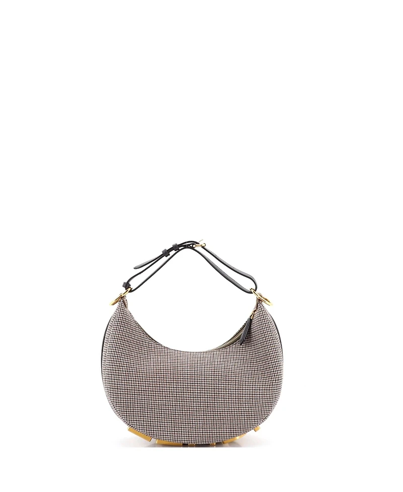Pre-Owned Fendi Small Fendigraphy Bag Houndstooth Wool
