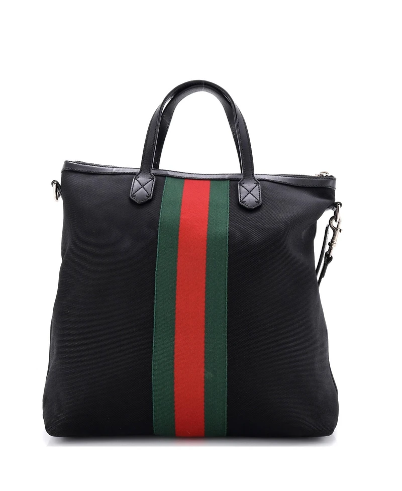 Pre-Owned Gucci Medium Web Zip Tote Techno Canvas