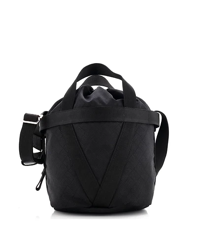 Pre-Owned Bottega Veneta Small Convertible Drawstring Bucket Bag Intrecciato Effect Jacquard