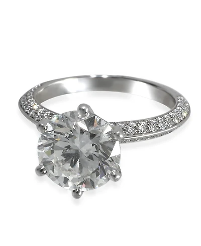 Pre-Owned Tiffany & Co 2.57 ct Round Brilliant Diamond Pave Solitaire Engagement Ring