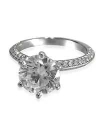 Pre-Owned Tiffany & Co 2.57 ct Round Brilliant Diamond Pave Solitaire Engagement Ring