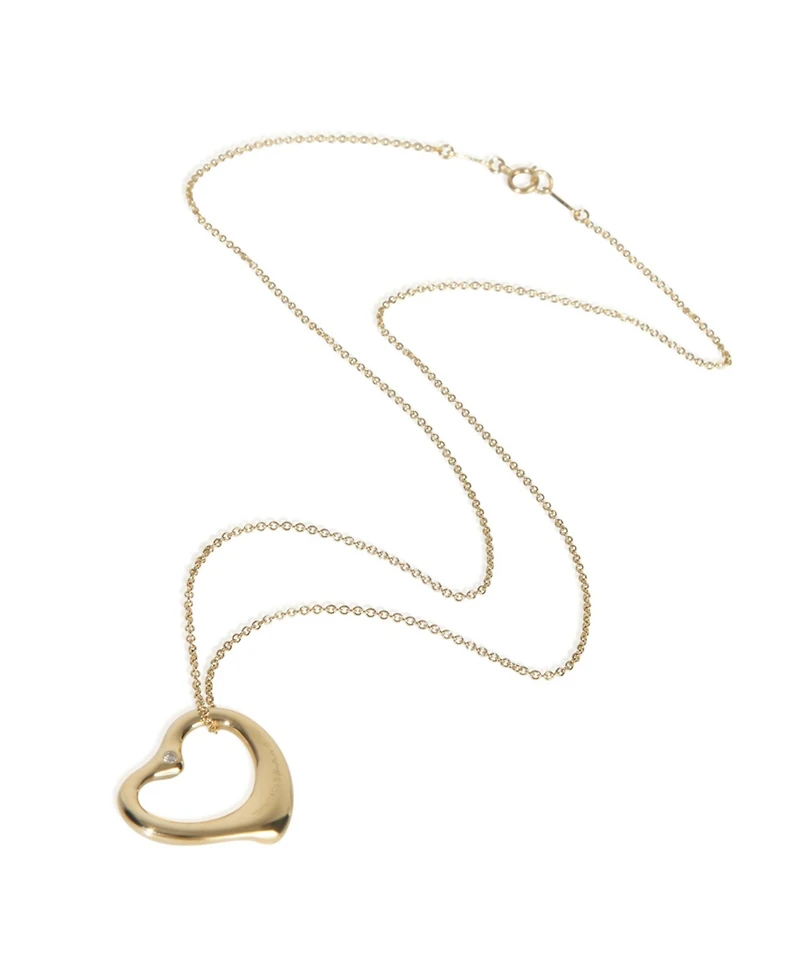 Pre-Owned Tiffany & Co Yellow Gold Diamond Elsa Peretti Open Heart Pendant