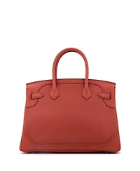 Pre-Owned HERMES Birkin 30 Handbag Orange Clemence and Evercolor with Palladium Hardware