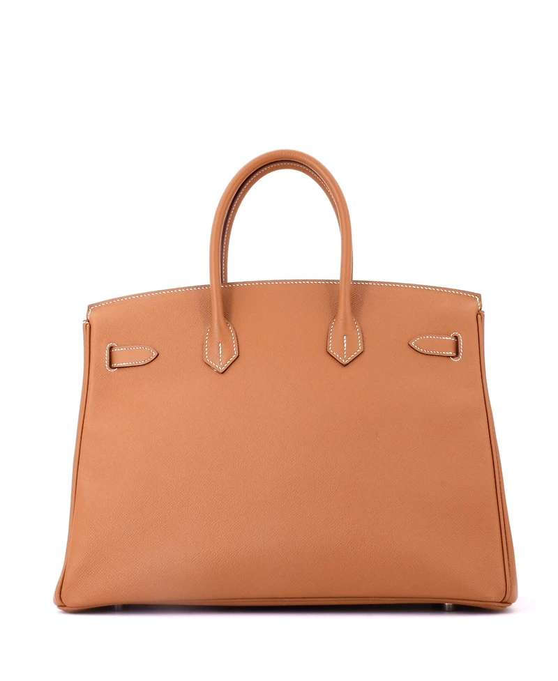 Pre-Owned HERMES Birkin 35 Handbag Brown Epsom with Palladium Hardware