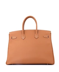 Pre-Owned HERMES Birkin 35 Handbag Brown Epsom with Palladium Hardware