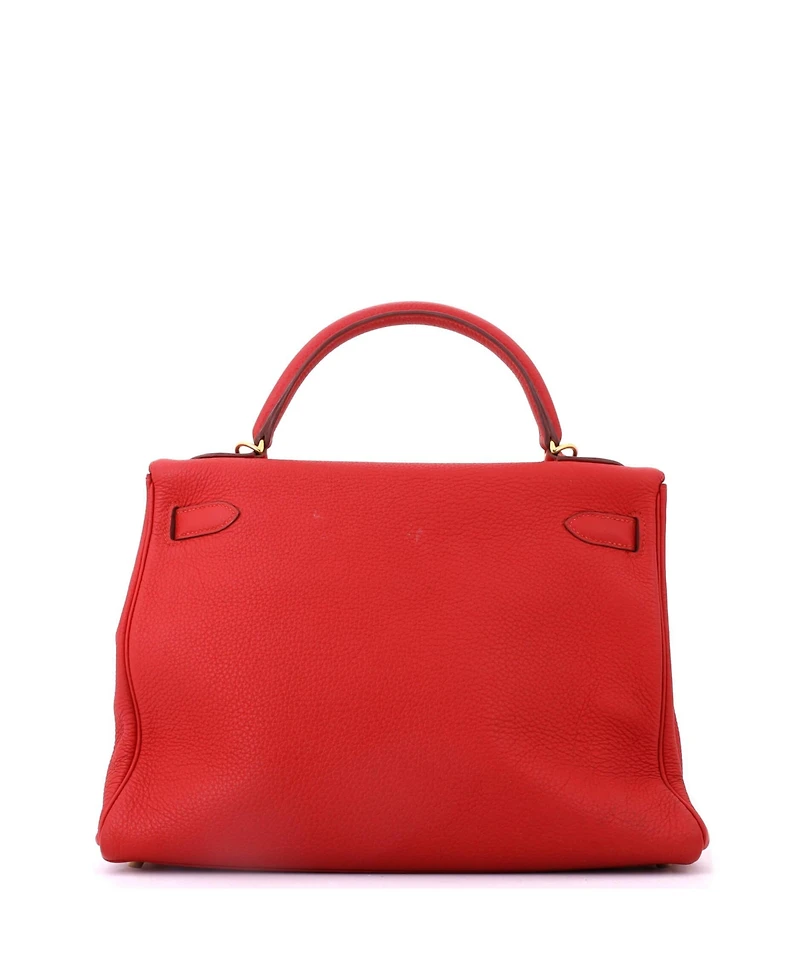 Pre-Owned HERMES Kelly 32 Handbag Red Togo with Gold Hardware