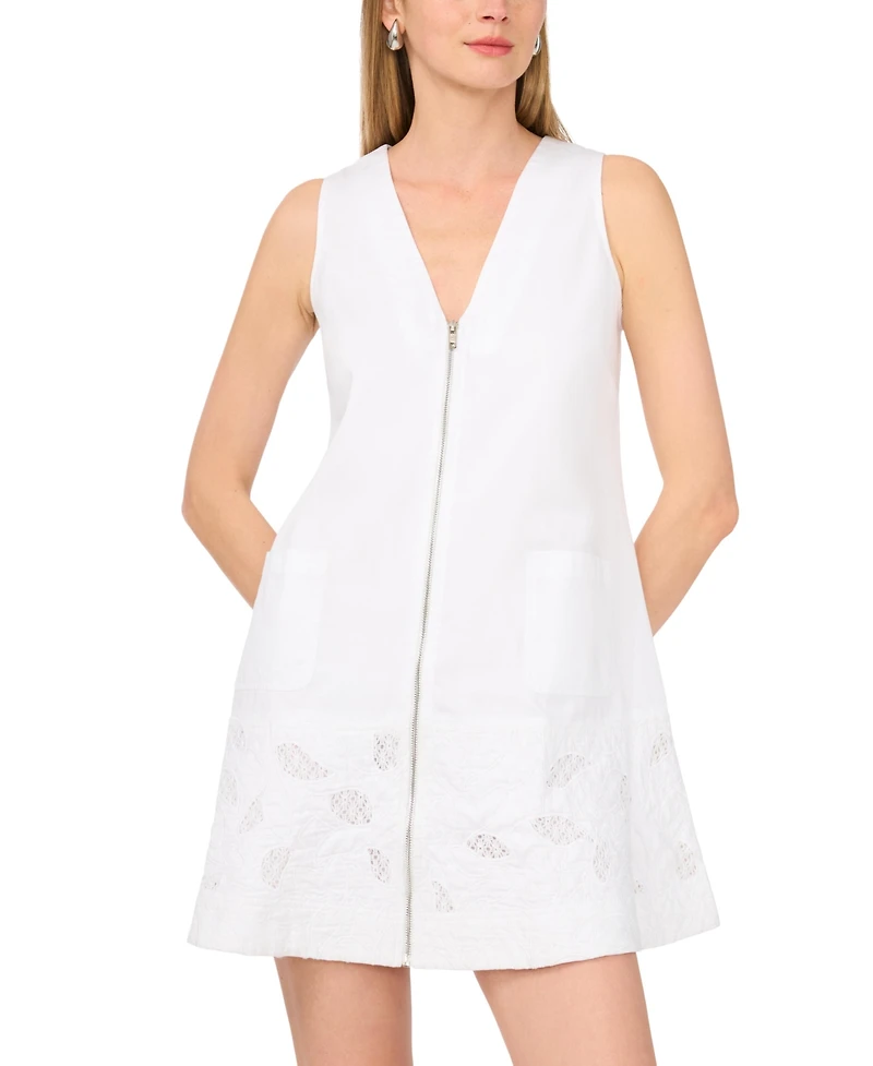 1.state Women's Embroidered Zipper-Front Mini Dress