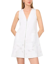 1.state Women's Embroidered Zipper-Front Mini Dress