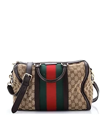 Pre-Owned Gucci Medium Vintage Web Boston Bag Gg Canvas