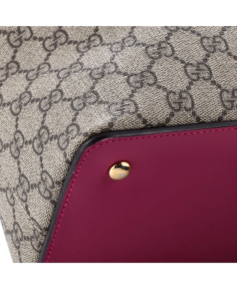 Pre-Owned Gucci Medium Signature Fold Over Tote Gg Coated Canvas with Leather