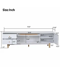 Rainsken Minimalist Tv Stand for TVs Media Console Entertainment Center with Storage Cabinet and 2 Drawers for Living Room