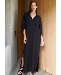 Ocean+Main Women's Avery Long Tie Neck Dress Gauze Caftan