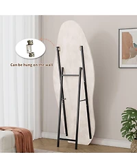 Busdays 63"x24" Irregular Wavy Full-Length Mirror, Flannel Wood Frame