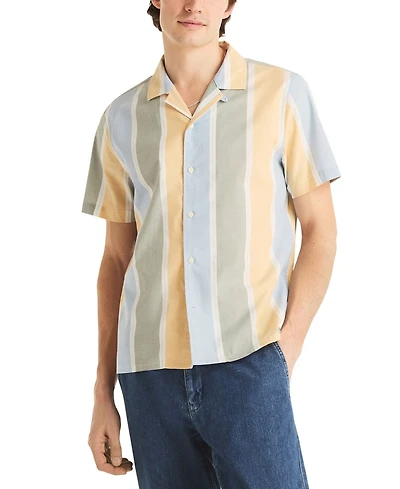 Nautica Men's Camp Collar Stripe Shirt