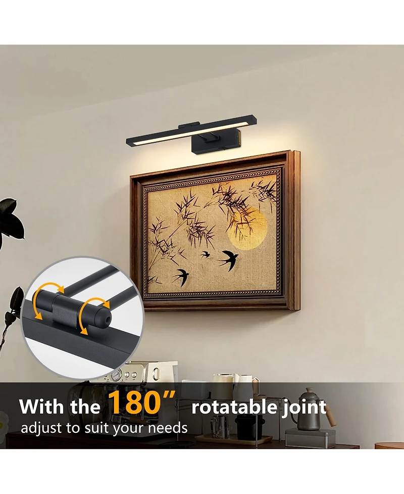 Busdays 16in Rechargeable Battery Picture Light with Remote, Dimmable Led Art Wall Sconce