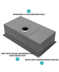 Busdays 32" Undermount Kitchen Sink, 16G Stainless Steel Ledge Workstation Single Bowl