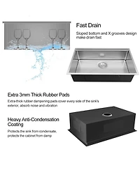 Busdays 32 x 18 inch Undermount Workstation Sink, Stainless Steel Single Bowl Kitchen Sink 18 Gauge