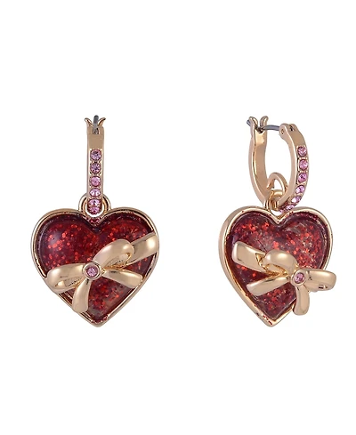 Hallmark Huggie Hoop Earrings with Glitter Heart Drop