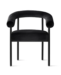 Maison Boucle Set of 2 Velvet Upholstered Dining Armchairs Curved Arms Metal Frame